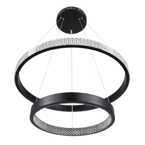 kelvo® DIAMOND KLV-101-0235 Κρεμαστό Φωτιστικό Οροφής LED 75W 7500lm 360° AC 220-240V IP20 Ρυθμιζόμενο Λευκό CCT με Χειριστήριο από 2700K έως 6000K Dimmable – Lumileds SMD Chip – Μαύρο Ματ – Μ60 x Π60 x Υ40cm – 3 Χρόνια Εγγύηση