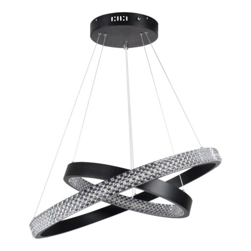 kelvo® DIAMOND KLV-101-0235 Κρεμαστό Φωτιστικό Οροφής LED 75W 7500lm 360° AC 220-240V IP20 Ρυθμιζόμενο Λευκό CCT με Χειριστήριο από 2700K έως 6000K Dimmable – Lumileds SMD Chip – Μαύρο Ματ – Μ60 x Π60 x Υ40cm – 3 Χρόνια Εγγύηση