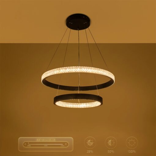 kelvo® DIAMOND KLV-101-0235-V2 Κρεμαστό Φωτιστικό Οροφής LED 75W 7500lm 360° AC 220-240V IP20 Ρυθμιζόμενο Λευκό CCT με Χειριστήριο από 2700K έως 6000K Dimmable – Lumileds SMD Chip – Μαύρο Ματ – Μ60 x Π60 x Υ40cm – 3 Χρόνια Εγγύηση