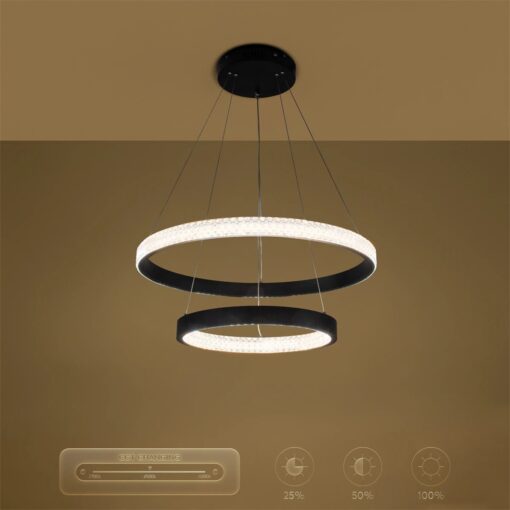 kelvo® DIAMOND KLV-101-0235-V2 Κρεμαστό Φωτιστικό Οροφής LED 75W 7500lm 360° AC 220-240V IP20 Ρυθμιζόμενο Λευκό CCT με Χειριστήριο από 2700K έως 6000K Dimmable – Lumileds SMD Chip – Μαύρο Ματ – Μ60 x Π60 x Υ40cm – 3 Χρόνια Εγγύηση