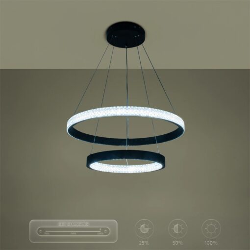 kelvo® DIAMOND KLV-101-0235-V2 Κρεμαστό Φωτιστικό Οροφής LED 75W 7500lm 360° AC 220-240V IP20 Ρυθμιζόμενο Λευκό CCT με Χειριστήριο από 2700K έως 6000K Dimmable – Lumileds SMD Chip – Μαύρο Ματ – Μ60 x Π60 x Υ40cm – 3 Χρόνια Εγγύηση