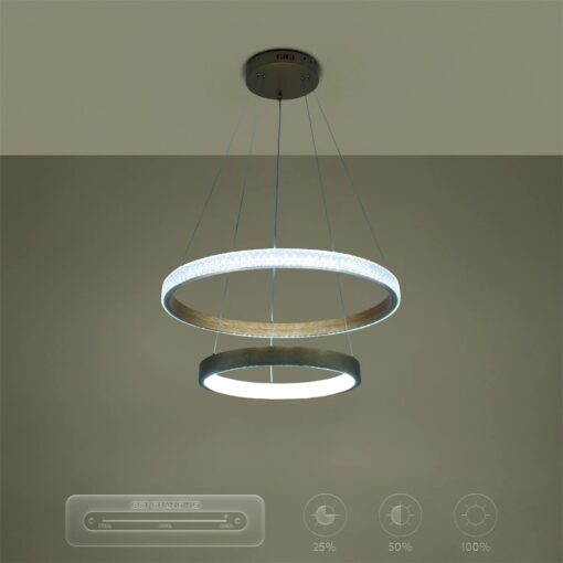 kelvo® DIAMOND KLV-101-0236-V2 Κρεμαστό Φωτιστικό Οροφής LED 75W 7500lm 360° AC 220-240V IP20 Ρυθμιζόμενο Λευκό CCT με Χειριστήριο από 2700K έως 6000K Dimmable – Lumileds SMD Chip – Χρυσό Πλατίνα – Μ60 x Π60 x Υ40cm – 3 Χρόνια Εγγύηση
