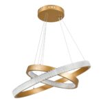 kelvo® DIAMOND KLV-101-0236-V2 Κρεμαστό Φωτιστικό Οροφής LED 75W 7500lm 360° AC 220-240V IP20 Ρυθμιζόμενο Λευκό CCT με Χειριστήριο από 2700K έως 6000K Dimmable – Lumileds SMD Chip – Χρυσό Πλατίνα – Μ60 x Π60 x Υ40cm – 3 Χρόνια Εγγύηση