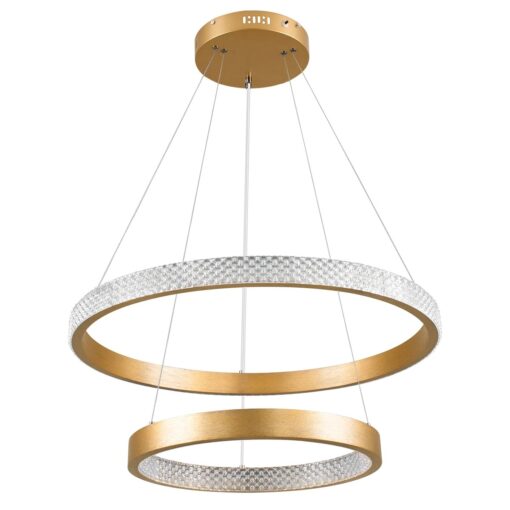 kelvo® DIAMOND KLV-101-0236-V2 Κρεμαστό Φωτιστικό Οροφής LED 75W 7500lm 360° AC 220-240V IP20 Ρυθμιζόμενο Λευκό CCT με Χειριστήριο από 2700K έως 6000K Dimmable – Lumileds SMD Chip – Χρυσό Πλατίνα – Μ60 x Π60 x Υ40cm – 3 Χρόνια Εγγύηση