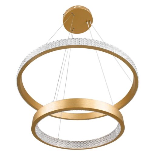 kelvo® DIAMOND KLV-101-0236-V2 Κρεμαστό Φωτιστικό Οροφής LED 75W 7500lm 360° AC 220-240V IP20 Ρυθμιζόμενο Λευκό CCT με Χειριστήριο από 2700K έως 6000K Dimmable – Lumileds SMD Chip – Χρυσό Πλατίνα – Μ60 x Π60 x Υ40cm – 3 Χρόνια Εγγύηση