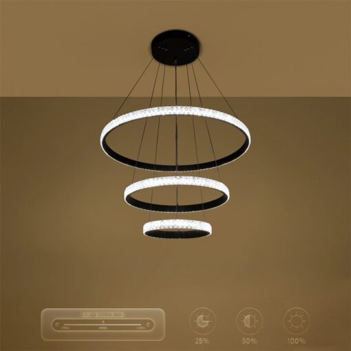 kelvo® DIAMOND KLV-101-0237 Κρεμαστό Φωτιστικό Οροφής LED 100W 10000lm 180° AC 220-240V IP20 Ρυθμιζόμενο Λευκό CCT με Χειριστήριο από 2700K έως 6000K Dimmable – Lumileds SMD Chip – Μαύρο Ματ – Μ60 x Π60 x Υ60cm – 3 Χρόνια Εγγύηση