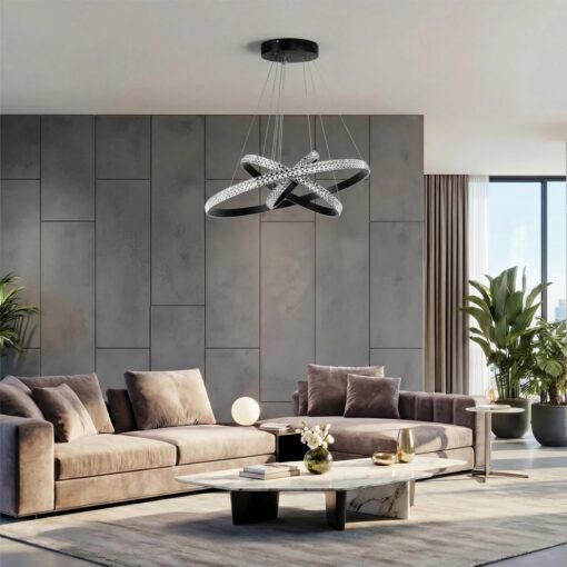 kelvo® DIAMOND KLV-101-0237-V2 Κρεμαστό Φωτιστικό Οροφής LED 100W 10000lm 180° AC 220-240V IP20 Ρυθμιζόμενο Λευκό CCT με Χειριστήριο από 2700K έως 6000K Dimmable – Lumileds SMD Chip – Μαύρο Ματ – Μ60 x Π60 x Υ60cm – 3 Χρόνια Εγγύηση