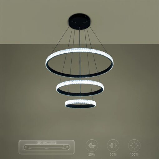 kelvo® DIAMOND KLV-101-0237-V2 Κρεμαστό Φωτιστικό Οροφής LED 100W 10000lm 180° AC 220-240V IP20 Ρυθμιζόμενο Λευκό CCT με Χειριστήριο από 2700K έως 6000K Dimmable – Lumileds SMD Chip – Μαύρο Ματ – Μ60 x Π60 x Υ60cm – 3 Χρόνια Εγγύηση