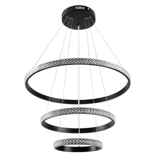 kelvo® DIAMOND KLV-101-0237-V2 Κρεμαστό Φωτιστικό Οροφής LED 100W 10000lm 180° AC 220-240V IP20 Ρυθμιζόμενο Λευκό CCT με Χειριστήριο από 2700K έως 6000K Dimmable – Lumileds SMD Chip – Μαύρο Ματ – Μ60 x Π60 x Υ60cm – 3 Χρόνια Εγγύηση
