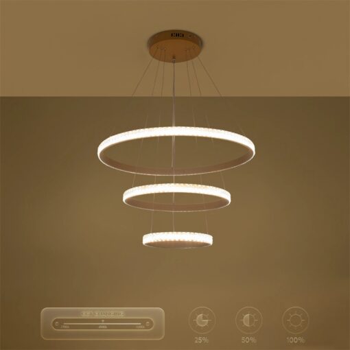kelvo® DIAMOND KLV-101-0238 Κρεμαστό Φωτιστικό Οροφής LED 100W 10000lm 180° AC 220-240V IP20 Ρυθμιζόμενο Λευκό CCT με Χειριστήριο από 2700K έως 6000K Dimmable – Lumileds SMD Chip – Χρυσό Πλατίνα – Μ60 x Π60 x Υ60cm – 3 Χρόνια Εγγύηση