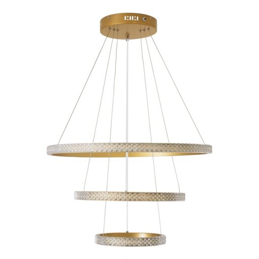 kelvo® DIAMOND KLV-101-0238 Κρεμαστό Φωτιστικό Οροφής LED 100W 10000lm 180° AC 220-240V IP20 Ρυθμιζόμενο Λευκό CCT με Χειριστήριο από 2700K έως 6000K Dimmable – Lumileds SMD Chip – Χρυσό Πλατίνα – Μ60 x Π60 x Υ60cm – 3 Χρόνια Εγγύηση