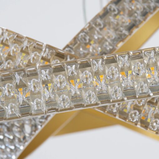 kelvo® DIAMOND KLV-101-0238 Κρεμαστό Φωτιστικό Οροφής LED 100W 10000lm 180° AC 220-240V IP20 Ρυθμιζόμενο Λευκό CCT με Χειριστήριο από 2700K έως 6000K Dimmable – Lumileds SMD Chip – Χρυσό Πλατίνα – Μ60 x Π60 x Υ60cm – 3 Χρόνια Εγγύηση