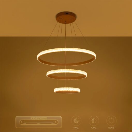 kelvo® DIAMOND KLV-101-0238-V2 Κρεμαστό Φωτιστικό Οροφής LED 100W 10000lm 180° AC 220-240V IP20 Ρυθμιζόμενο Λευκό CCT με Χειριστήριο από 2700K έως 6000K Dimmable – Lumileds SMD Chip – Χρυσό Πλατίνα – Μ60 x Π60 x Υ60cm – 3 Χρόνια Εγγύηση