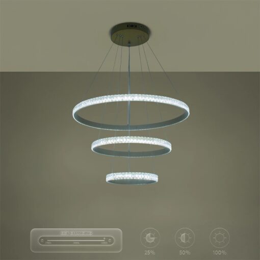kelvo® DIAMOND KLV-101-0238-V2 Κρεμαστό Φωτιστικό Οροφής LED 100W 10000lm 180° AC 220-240V IP20 Ρυθμιζόμενο Λευκό CCT με Χειριστήριο από 2700K έως 6000K Dimmable – Lumileds SMD Chip – Χρυσό Πλατίνα – Μ60 x Π60 x Υ60cm – 3 Χρόνια Εγγύηση