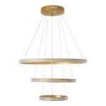 kelvo® DIAMOND KLV-101-0238-V2 Κρεμαστό Φωτιστικό Οροφής LED 100W 10000lm 180° AC 220-240V IP20 Ρυθμιζόμενο Λευκό CCT με Χειριστήριο από 2700K έως 6000K Dimmable – Lumileds SMD Chip – Χρυσό Πλατίνα – Μ60 x Π60 x Υ60cm – 3 Χρόνια Εγγύηση