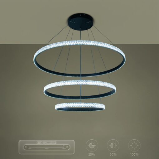 kelvo® DIAMOND KLV-101-0239 Κρεμαστό Φωτιστικό Οροφής LED 120W 12000lm 180° AC 220-240V IP20 Ρυθμιζόμενο Λευκό CCT με Χειριστήριο από 2700K έως 6000K Dimmable – Lumileds SMD Chip – Μαύρο Ματ – Μ80 x Π80 x Υ80cm – 3 Χρόνια Εγγύηση