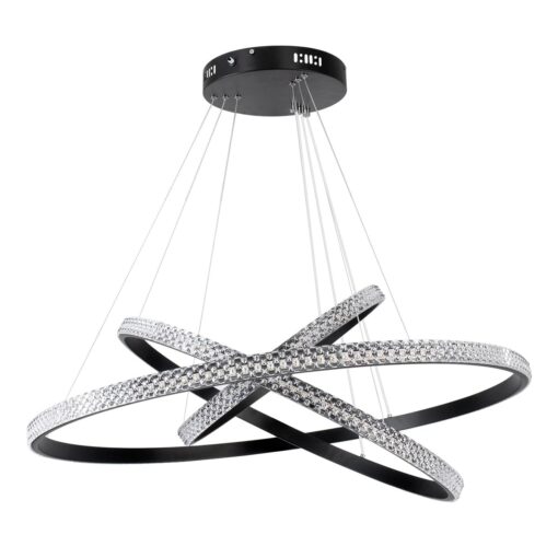 kelvo® DIAMOND KLV-101-0239 Κρεμαστό Φωτιστικό Οροφής LED 120W 12000lm 180° AC 220-240V IP20 Ρυθμιζόμενο Λευκό CCT με Χειριστήριο από 2700K έως 6000K Dimmable – Lumileds SMD Chip – Μαύρο Ματ – Μ80 x Π80 x Υ80cm – 3 Χρόνια Εγγύηση