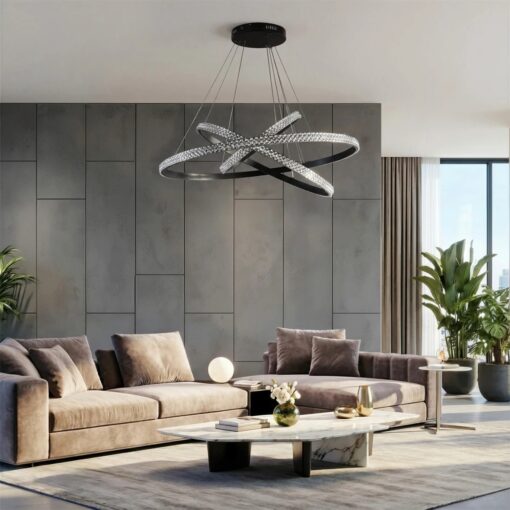 kelvo® DIAMOND KLV-101-0139-V2 Κρεμαστό Φωτιστικό Οροφής LED 120W 12000lm 180° AC 220-240V IP20 Ρυθμιζόμενο Λευκό CCT με Χειριστήριο από 2700K έως 6000K Dimmable – Lumileds SMD Chip – Μαύρο Ματ – Μ80 x Π80 x Υ80cm – 3 Χρόνια Εγγύηση