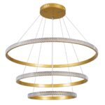kelvo® DIAMOND KLV-101-0240 Κρεμαστό Φωτιστικό Οροφής LED 120W 12000lm 180° AC 220-240V IP20 Ρυθμιζόμενο Λευκό CCT με Χειριστήριο από 2700K έως 6000K Dimmable – Lumileds SMD Chip – Χρυσό Πλατίνα – Μ80 x Π80 x Υ80cm – 3 Χρόνια Εγγύηση