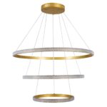kelvo® DIAMOND KLV-101-0240 Κρεμαστό Φωτιστικό Οροφής LED 120W 12000lm 180° AC 220-240V IP20 Ρυθμιζόμενο Λευκό CCT με Χειριστήριο από 2700K έως 6000K Dimmable – Lumileds SMD Chip – Χρυσό Πλατίνα – Μ80 x Π80 x Υ80cm – 3 Χρόνια Εγγύηση