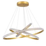 kelvo® DIAMOND KLV-101-0240 Κρεμαστό Φωτιστικό Οροφής LED 120W 12000lm 180° AC 220-240V IP20 Ρυθμιζόμενο Λευκό CCT με Χειριστήριο από 2700K έως 6000K Dimmable – Lumileds SMD Chip – Χρυσό Πλατίνα – Μ80 x Π80 x Υ80cm – 3 Χρόνια Εγγύηση
