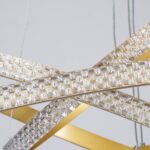 kelvo® DIAMOND KLV-101-0240 Κρεμαστό Φωτιστικό Οροφής LED 120W 12000lm 180° AC 220-240V IP20 Ρυθμιζόμενο Λευκό CCT με Χειριστήριο από 2700K έως 6000K Dimmable – Lumileds SMD Chip – Χρυσό Πλατίνα – Μ80 x Π80 x Υ80cm – 3 Χρόνια Εγγύηση