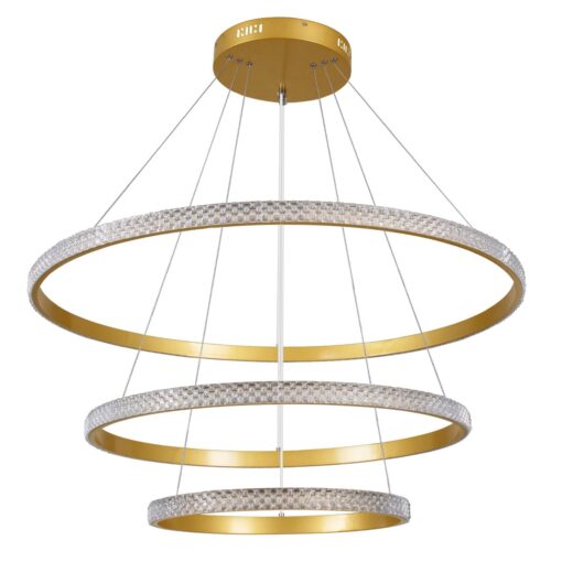kelvo® DIAMOND KLV-101-0240-V2 Κρεμαστό Φωτιστικό Οροφής LED 120W 12000lm 180° AC 220-240V IP20 Ρυθμιζόμενο Λευκό CCT με Χειριστήριο από 2700K έως 6000K Dimmable – Lumileds SMD Chip – Χρυσό Πλατίνα – Μ80 x Π80 x Υ80cm – 3 Χρόνια Εγγύηση