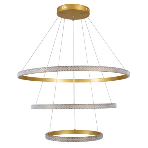kelvo® DIAMOND KLV-101-0240-V2 Κρεμαστό Φωτιστικό Οροφής LED 120W 12000lm 180° AC 220-240V IP20 Ρυθμιζόμενο Λευκό CCT με Χειριστήριο από 2700K έως 6000K Dimmable – Lumileds SMD Chip – Χρυσό Πλατίνα – Μ80 x Π80 x Υ80cm – 3 Χρόνια Εγγύηση