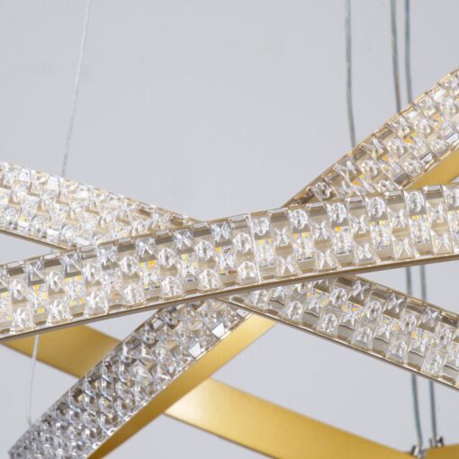 kelvo® DIAMOND KLV-101-0240-V2 Κρεμαστό Φωτιστικό Οροφής LED 120W 12000lm 180° AC 220-240V IP20 Ρυθμιζόμενο Λευκό CCT με Χειριστήριο από 2700K έως 6000K Dimmable – Lumileds SMD Chip – Χρυσό Πλατίνα – Μ80 x Π80 x Υ80cm – 3 Χρόνια Εγγύηση