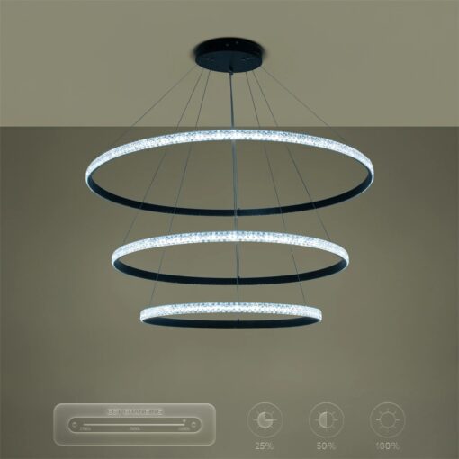 kelvo® DIAMOND KLV-101-0241-V2 Κρεμαστό Φωτιστικό Οροφής LED 150W 15000lm 180° AC 220-240V IP20 Ρυθμιζόμενο Λευκό CCT με Χειριστήριο από 2700K έως 6000K Dimmable – Lumileds SMD Chip – Μαύρο Ματ – Μ100 x Π100 x Υ100cm – 3 Χρόνια Εγγύηση