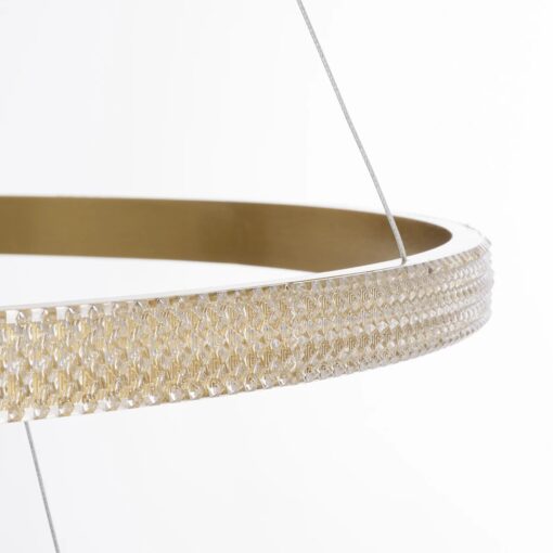 kelvo® DIAMOND KLV-101-0242-V2 Κρεμαστό Φωτιστικό Οροφής LED 150W 15000lm 180° AC 220-240V IP20 Ρυθμιζόμενο Λευκό CCT με Χειριστήριο από 2700K έως 6000K Dimmable – Lumileds SMD Chip – Χρυσό Πλατίνα – Μ100 x Π100 x Υ100cm – 3 Χρόνια Εγγύηση