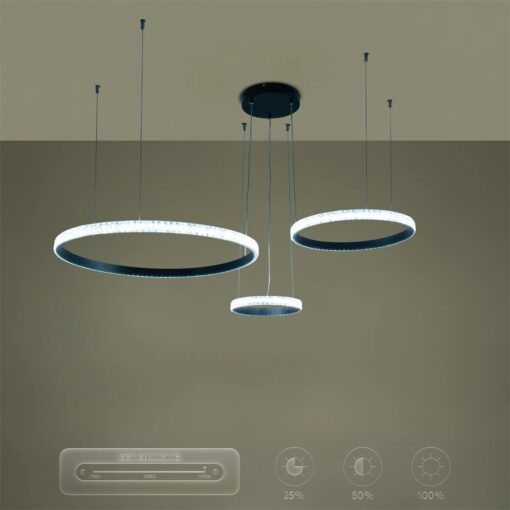 kelvo® DIAMOND KLV-101-0243 Κρεμαστό Φωτιστικό Οροφής LED 100W 10000lm 180° AC 220-240V IP20 Ρυθμιζόμενο Λευκό CCT με Χειριστήριο από 2700K έως 6000K Dimmable – Lumileds SMD Chip – Μαύρο Ματ – Μ110 x Π110 x Υ60cm – 3 Χρόνια Εγγύηση