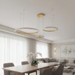 kelvo® DIAMOND KLV-101-0244 Κρεμαστό Φωτιστικό Οροφής LED 100W 10000lm 180° AC 220-240V IP20 Ρυθμιζόμενο Λευκό CCT με Χειριστήριο από 2700K έως 6000K Dimmable – Lumileds SMD Chip – Χρυσό Πλατίνα – Μ110 x Π110 x Υ60cm – 3 Χρόνια Εγγύηση