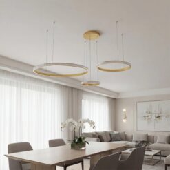 kelvo® DIAMOND KLV-101-0244 Κρεμαστό Φωτιστικό Οροφής LED 100W 10000lm 180° AC 220-240V IP20 Ρυθμιζόμενο Λευκό CCT με Χειριστήριο από 2700K έως 6000K Dimmable – Lumileds SMD Chip – Χρυσό Πλατίνα – Μ110 x Π110 x Υ60cm – 3 Χρόνια Εγγύηση