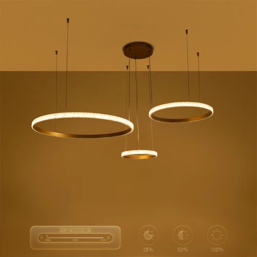 kelvo® DIAMOND KLV-101-0244 Κρεμαστό Φωτιστικό Οροφής LED 100W 10000lm 180° AC 220-240V IP20 Ρυθμιζόμενο Λευκό CCT με Χειριστήριο από 2700K έως 6000K Dimmable – Lumileds SMD Chip – Χρυσό Πλατίνα – Μ110 x Π110 x Υ60cm – 3 Χρόνια Εγγύηση