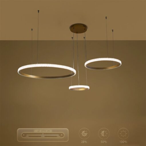 kelvo® DIAMOND KLV-101-0244 Κρεμαστό Φωτιστικό Οροφής LED 100W 10000lm 180° AC 220-240V IP20 Ρυθμιζόμενο Λευκό CCT με Χειριστήριο από 2700K έως 6000K Dimmable – Lumileds SMD Chip – Χρυσό Πλατίνα – Μ110 x Π110 x Υ60cm – 3 Χρόνια Εγγύηση