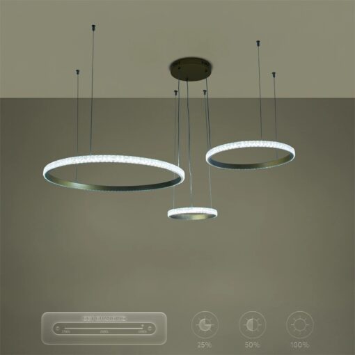 kelvo® DIAMOND KLV-101-0244 Κρεμαστό Φωτιστικό Οροφής LED 100W 10000lm 180° AC 220-240V IP20 Ρυθμιζόμενο Λευκό CCT με Χειριστήριο από 2700K έως 6000K Dimmable – Lumileds SMD Chip – Χρυσό Πλατίνα – Μ110 x Π110 x Υ60cm – 3 Χρόνια Εγγύηση