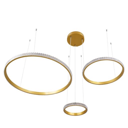 kelvo® DIAMOND KLV-101-0244 Κρεμαστό Φωτιστικό Οροφής LED 100W 10000lm 180° AC 220-240V IP20 Ρυθμιζόμενο Λευκό CCT με Χειριστήριο από 2700K έως 6000K Dimmable – Lumileds SMD Chip – Χρυσό Πλατίνα – Μ110 x Π110 x Υ60cm – 3 Χρόνια Εγγύηση