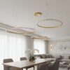 kelvo® DIAMOND KLV-101-0246 Κρεμαστό Φωτιστικό Οροφής LED 150W 15000lm 180° AC 220-240V IP20 Ρυθμιζόμενο Λευκό CCT με Χειριστήριο από 2700K έως 6000K Dimmable – Lumileds SMD Chip – Χρυσό Πλατίνα – Μ170 x Π170 x Υ60cm – 3 Χρόνια Εγγύηση