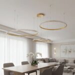 kelvo® DIAMOND KLV-101-0246 Κρεμαστό Φωτιστικό Οροφής LED 150W 15000lm 180° AC 220-240V IP20 Ρυθμιζόμενο Λευκό CCT με Χειριστήριο από 2700K έως 6000K Dimmable – Lumileds SMD Chip – Χρυσό Πλατίνα – Μ170 x Π170 x Υ60cm – 3 Χρόνια Εγγύηση