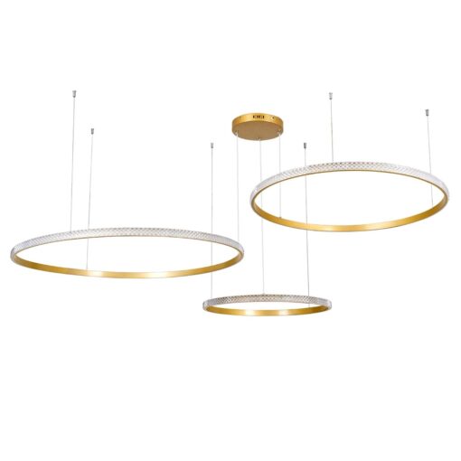 kelvo® DIAMOND KLV-101-0246 Κρεμαστό Φωτιστικό Οροφής LED 150W 15000lm 180° AC 220-240V IP20 Ρυθμιζόμενο Λευκό CCT με Χειριστήριο από 2700K έως 6000K Dimmable – Lumileds SMD Chip – Χρυσό Πλατίνα – Μ170 x Π170 x Υ60cm – 3 Χρόνια Εγγύηση