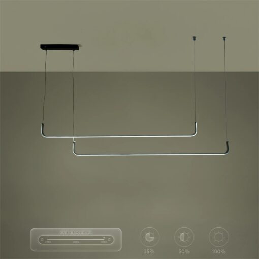 kelvo® LINARIA KLV-101-0258-V2 Κρεμαστό Φωτιστικό Οροφής LED 72W 7200lm 180° AC 220-240V IP20 Ρυθμιζόμενο Λευκό CCT με Χειριστήριο από 2700K έως 6000K Dimmable – Lumileds SMD Chip – Μαύρο Ματ – Μ220 x Π4 x Υ25cm – 3 Χρόνια Εγγύηση