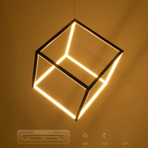 kelvo® KIBOO KLV-101-0261 Κρεμαστό Φωτιστικό Οροφής LED 36W 3600lm 360° AC 220-240V IP20 Ρυθμιζόμενο Λευκό CCT με Χειριστήριο από 2700K έως 6000K Dimmable – Lumileds SMD Chip – Μαύρο Ματ – Μ40 x Π40 x Υ40cm – 3 Χρόνια Εγγύηση
