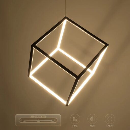 kelvo® KIBOO KLV-101-0261 Κρεμαστό Φωτιστικό Οροφής LED 36W 3600lm 360° AC 220-240V IP20 Ρυθμιζόμενο Λευκό CCT με Χειριστήριο από 2700K έως 6000K Dimmable – Lumileds SMD Chip – Μαύρο Ματ – Μ40 x Π40 x Υ40cm – 3 Χρόνια Εγγύηση