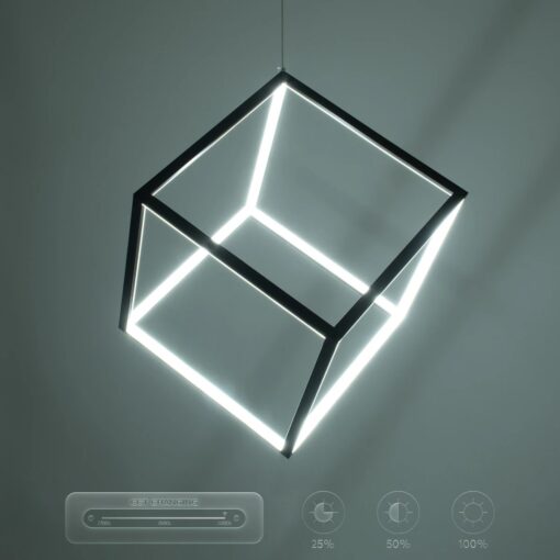 kelvo® KIBOO KLV-101-0261 Κρεμαστό Φωτιστικό Οροφής LED 36W 3600lm 360° AC 220-240V IP20 Ρυθμιζόμενο Λευκό CCT με Χειριστήριο από 2700K έως 6000K Dimmable – Lumileds SMD Chip – Μαύρο Ματ – Μ40 x Π40 x Υ40cm – 3 Χρόνια Εγγύηση