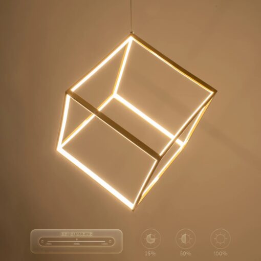 kelvo® KIBOO KLV-101-0262 Κρεμαστό Φωτιστικό Οροφής LED 36W 3600lm 360° AC 220-240V IP20 Ρυθμιζόμενο Λευκό CCT με Χειριστήριο από 2700K έως 6000K Dimmable – Lumileds SMD Chip – Χρυσό Πλατίνα – Μ40 x Π40 x Υ40cm – 3 Χρόνια Εγγύηση