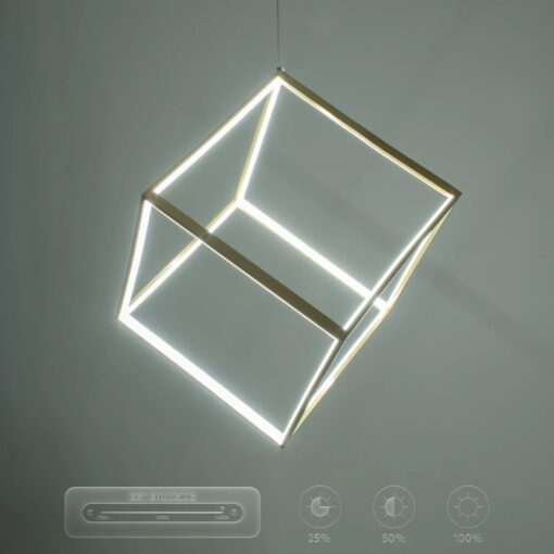 kelvo® KIBOO KLV-101-0262 Κρεμαστό Φωτιστικό Οροφής LED 36W 3600lm 360° AC 220-240V IP20 Ρυθμιζόμενο Λευκό CCT με Χειριστήριο από 2700K έως 6000K Dimmable – Lumileds SMD Chip – Χρυσό Πλατίνα – Μ40 x Π40 x Υ40cm – 3 Χρόνια Εγγύηση