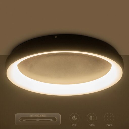 kelvo® SALEM KLV-101-0284 Φωτιστικό Οροφής LED 105W 10500lm 120° AC 220-240V IP20 Ρυθμιζόμενο Λευκό CCT με Χειριστήριο από 2700K έως 6000K Dimmable – Lumileds SMD Chip – Καφέ Ματ – Μ60 x Π60 x Υ9.5cm – 3 Χρόνια Εγγύηση