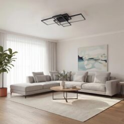 kelvo® QUADRA KLV-101-0293 Φωτιστικό Οροφής LED 100W 10000lm 120° AC 220-240V IP20 Ρυθμιζόμενο Λευκό CCT με Χειριστήριο από 2700K έως 6000K Dimmable – Lumileds SMD Chip – Μαύρο Ματ – Μ85 x Π45 x Υ9cm – 3 Χρόνια Εγγύηση