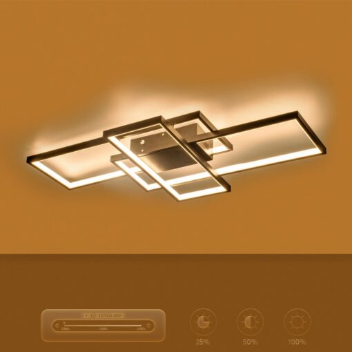 kelvo® QUADRA KLV-101-0293 Φωτιστικό Οροφής LED 100W 10000lm 120° AC 220-240V IP20 Ρυθμιζόμενο Λευκό CCT με Χειριστήριο από 2700K έως 6000K Dimmable – Lumileds SMD Chip – Μαύρο Ματ – Μ85 x Π45 x Υ9cm – 3 Χρόνια Εγγύηση